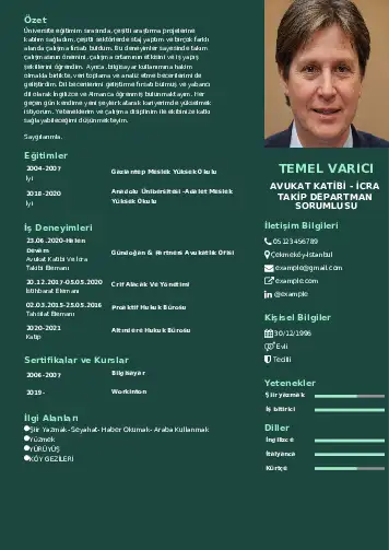 Hukuk Sekreteri Cv Örnekleri cv indir